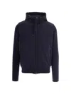 Herno Double-fabric Wool Hooded Jacket In Blue