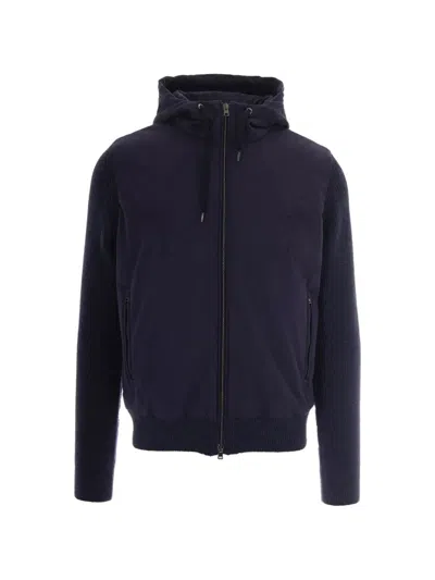 HERNO HERNO MEN'S ZIP-FRONT HOODED KNIT JACKET