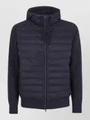 Herno Mens Hooded Jacket Knit Sleeves Quilted Front In Blue