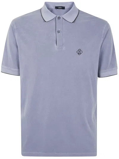 Herno Mens Knitted Polo Shirt In Blue