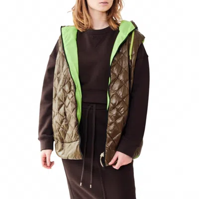 Herno Mesh Lined Quilted Hoodie Vest In Militare In Multi