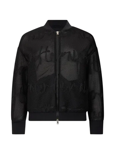 Herno Mesh Zip-up Bomber Jacket In Black