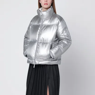 Herno Laminar Metallic Shield Puffer Jacket In Silver