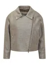 Herno Metallic Boucle Biker Jacket