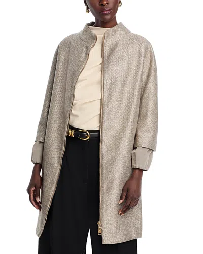 Herno Metallic Coat In Taupe