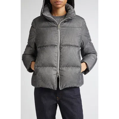 Herno Metallic Corduroy Down Jacket In Gray