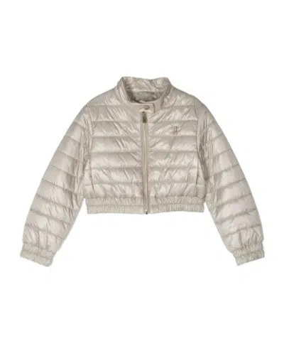Herno Kids' Metallic Cropped Padded Jacket In Neutral