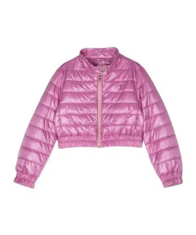 Herno Kids' Metallic Cropped Padded Jacket In Pink