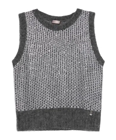 HERNO HERNO METALLIC-DETAIL CROPPED KNIT TOP