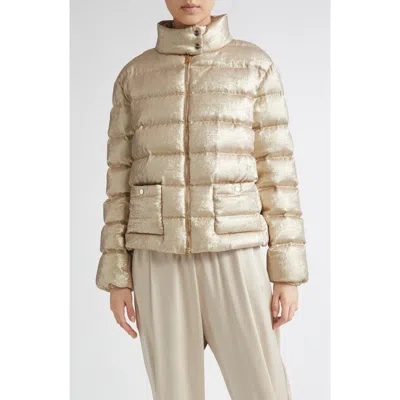 Herno Metallic Down Puffer Jacket In Gold