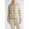 Herno Metallic Short Down Puffer Jacket In Gold