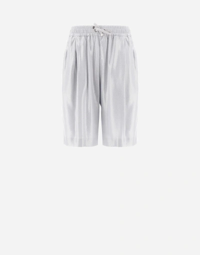 Herno Metallic Effect Shorts In Pearl