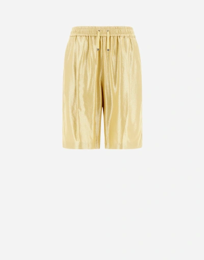 Herno Metallic Effect Shorts In Golden