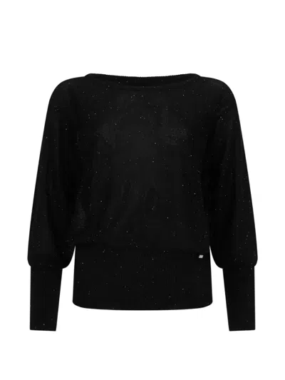 Herno Metallic Knitted Top In Black