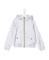 Herno Metallic Logo Print Hooded Jacket In White
