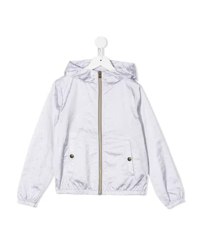 Herno Metallic Logo Print Hooded Jacket In White