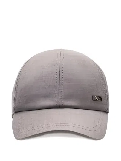 Herno Metallic-plaque Baseball Cap In Gray