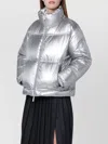 Herno Metallic Quilted High Collar Jacket In Silver