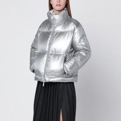 Herno Laminar Metallic Shield Puffer Jacket In Silver
