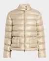 Herno Metallic Short Down Puffer Jacket In Neutral