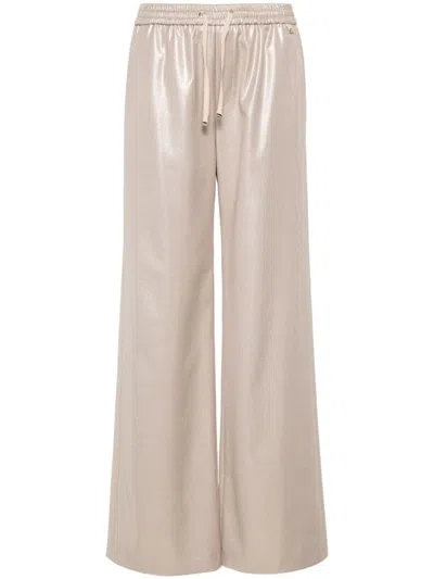 Herno Mettallic Flannel Effect Pants In Brown