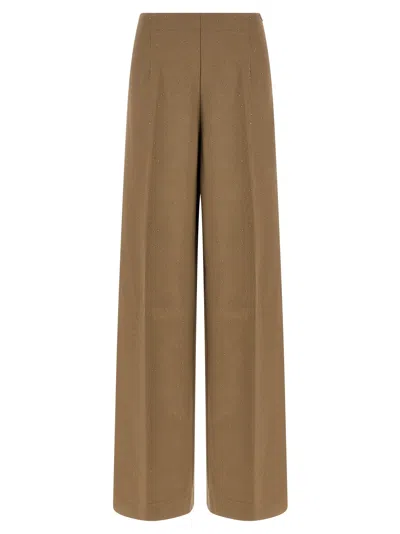 Herno Sequin Embellished Wide Leg Trousers In Brown