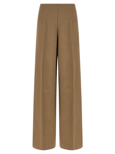 Herno Micro Sequin Viscose-linen Trousers In Taupe