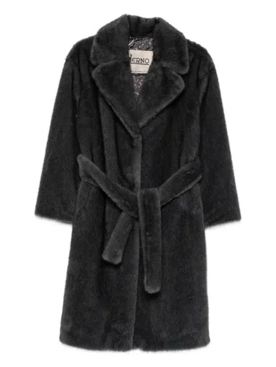 Herno Mid-length Belted Coat In Black