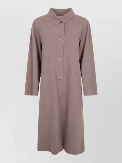 Herno Mid Length Coat Collared Neck Large Pockets In Multi