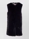 Herno Black Sleeveless Vest With Concealed Closure On The Front In Ecofur Woman In Black