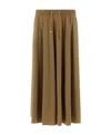 Herno Flared Skirt In Camel Lightweight Nylon Stretch In Brown