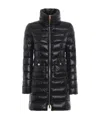Herno Womans Maria Black Quilted Nylon Long Down Jacket In Black