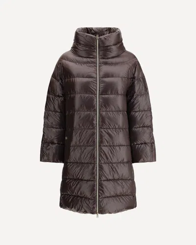 Herno Midi Down Jacket In Brown