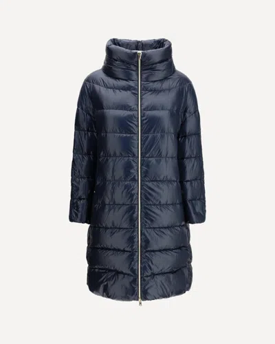 Herno Women Midi Down Jacket In Blue