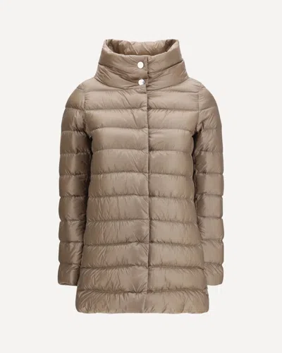 Herno Midi Down Jacket In Brown
