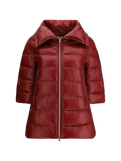 Herno Midi Down Jacket In Burgundy