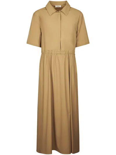 Herno Midi Dress With Classic Shirt Collar In Multi