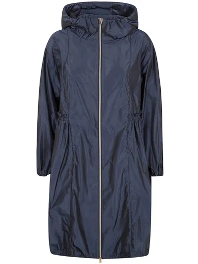 Herno Midi Hooded Jacket In Blue