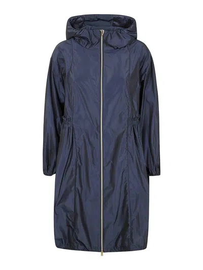 Herno Midi Hooded Jacket In Blue