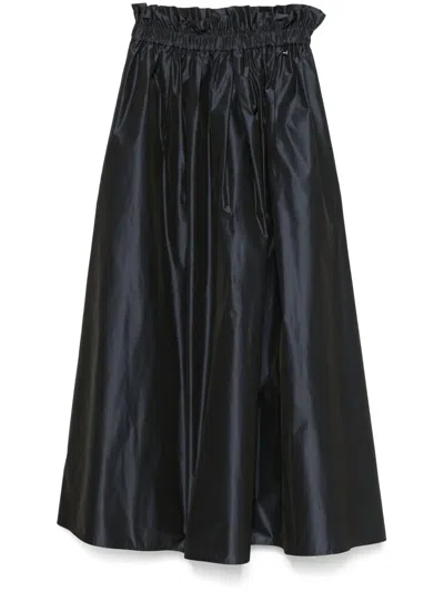 Herno High Waist Midi A Line Skirt In Blue