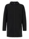 Herno Stretch Nylon Parka With Hood And Pockets In Black
