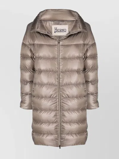 HERNO MIDI QUILTED DOWN JACKET WITH HIGH COLLAR