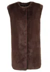 Herno Mid-length Faux Fur Vest With Concealed Closure And Welt Pockets In Multi