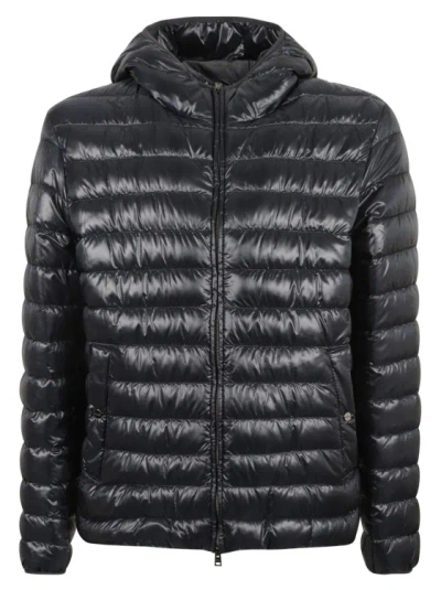 Herno Midnight Blue Goose Down Padded Jackets In Black