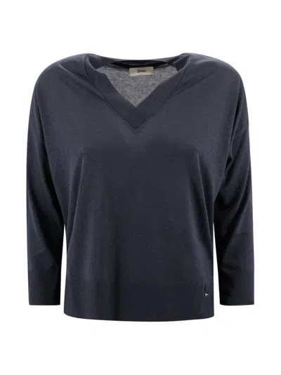 Herno Midnight Blue Lyocell Blend T-shirt