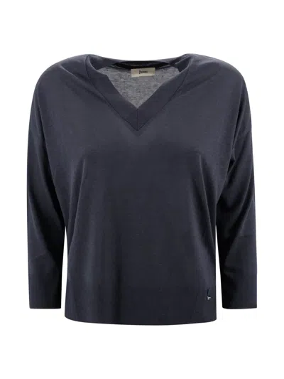 Herno Midnight Blue Lyocell Blend T-shirt