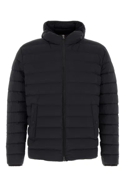 HERNO MIDNIGHT BLUE STRETCH NYLON DOWN JACKET