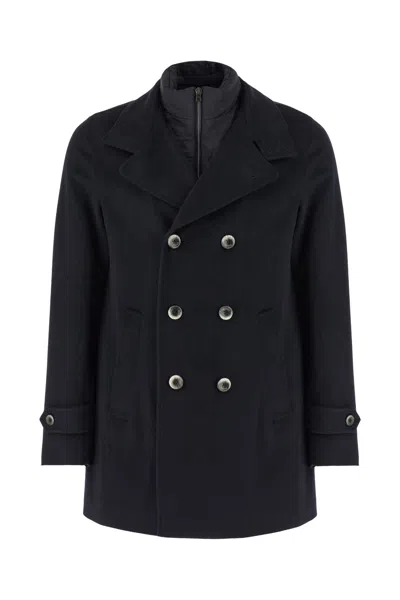 Herno Midnight Blue Wool Blend Coat In 9200