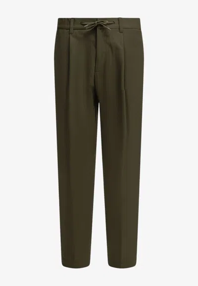 Herno Mid-rise Creased Pants In Green