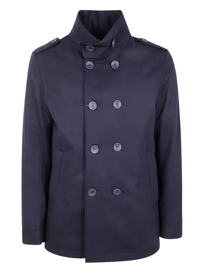 HERNO 'MILITARY SHORT PEACOAT' COAT,PC000148U.33455 9200 NAVY BLUE